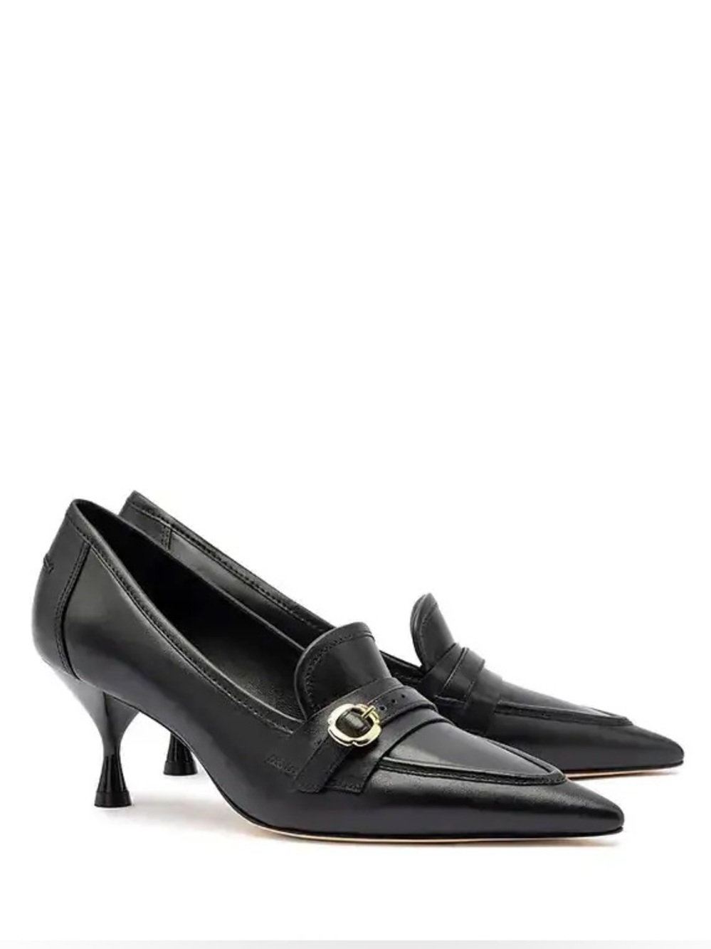 Larroude Susan Black Pointed Toe Kitten Heel Pumps Sz 10